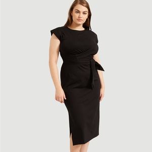 Modern Citizen Black Fei Organic Cotton Tie-Front Midi Dress Women’s Large